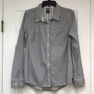 Volcom Reversible Long Sleeved Shirttail Button Front Blouse-Size L/14